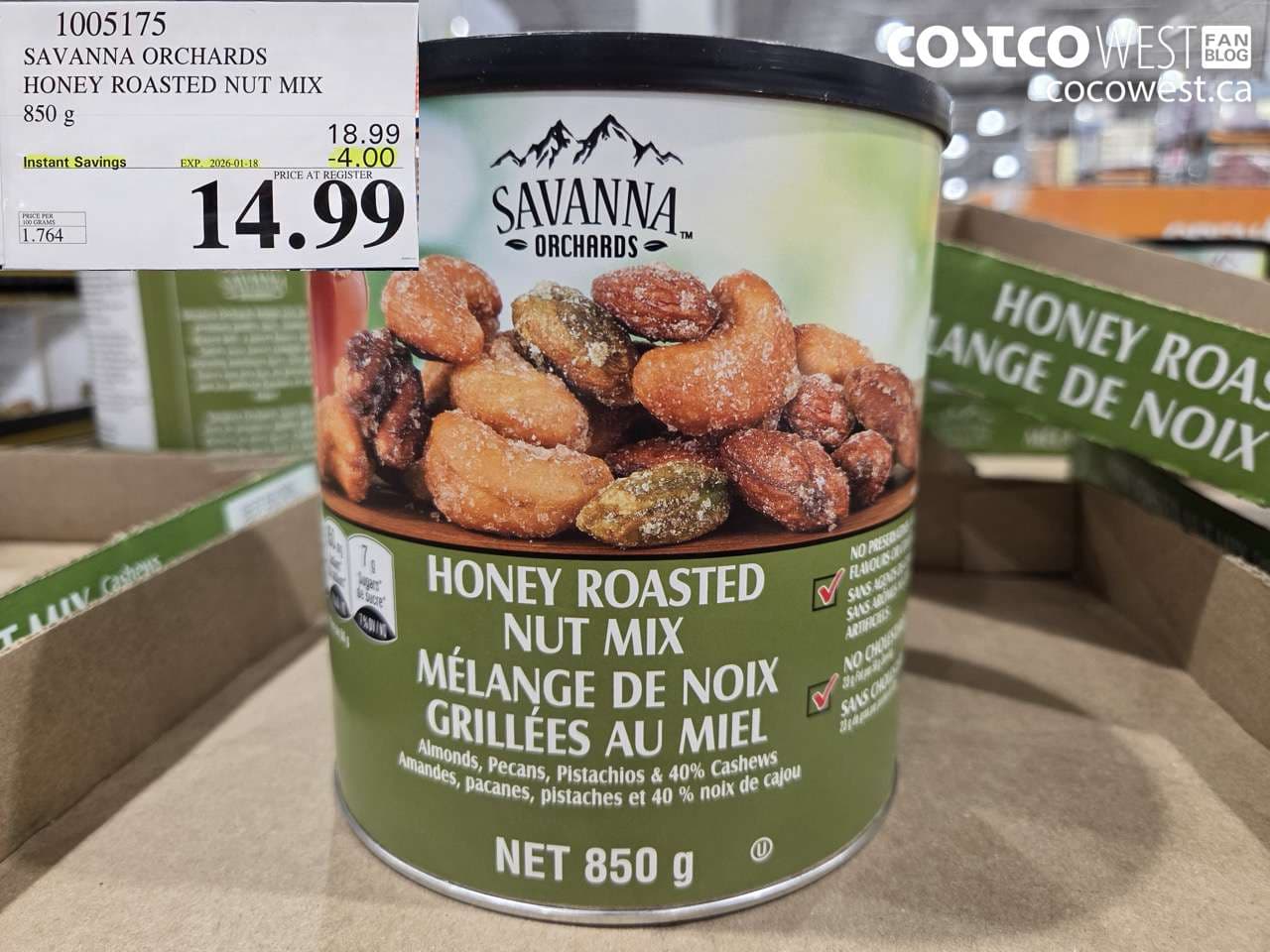 SAVANNA ORCHARDS HONEY-ROASTED NUT MIX 850 G