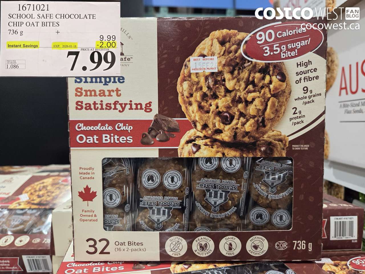 SCHOOL SAFE CHOCOLATE CHIP OAT BITES 736 G