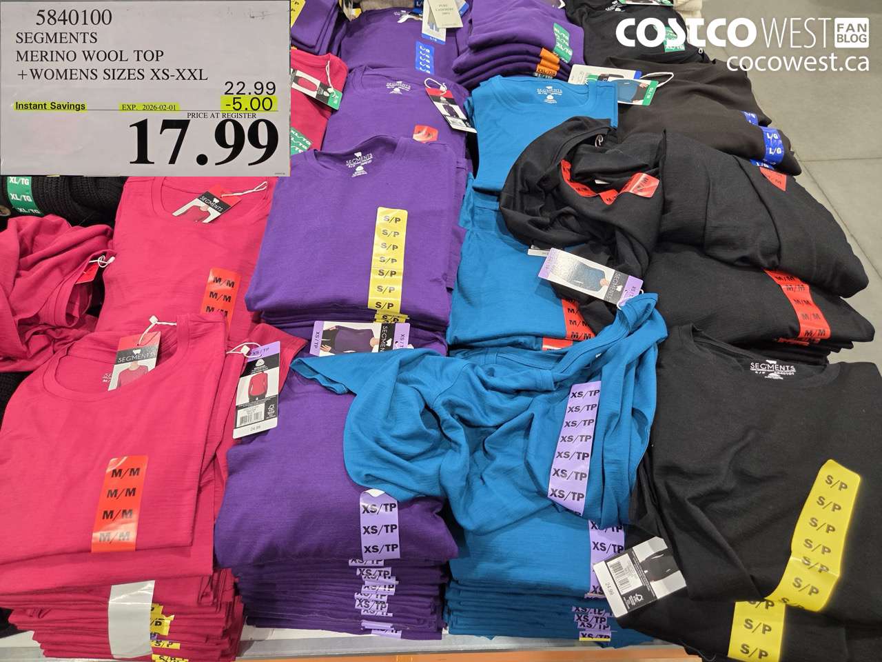 SEGMENTS MERINO WOOL TOP LADIES SIZES XS-XXL