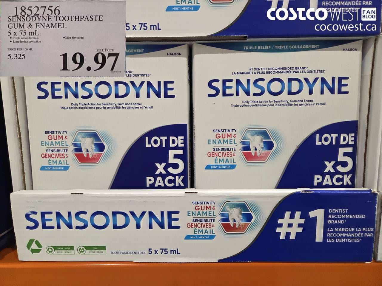 SENSODYNE TOOTHPASTE GUM & ENAMEL 5 X 75ML