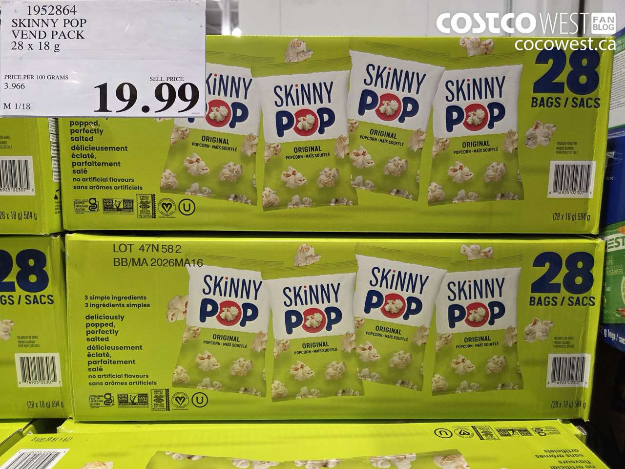 SKINNY POP VEND PACK 28 X 18G