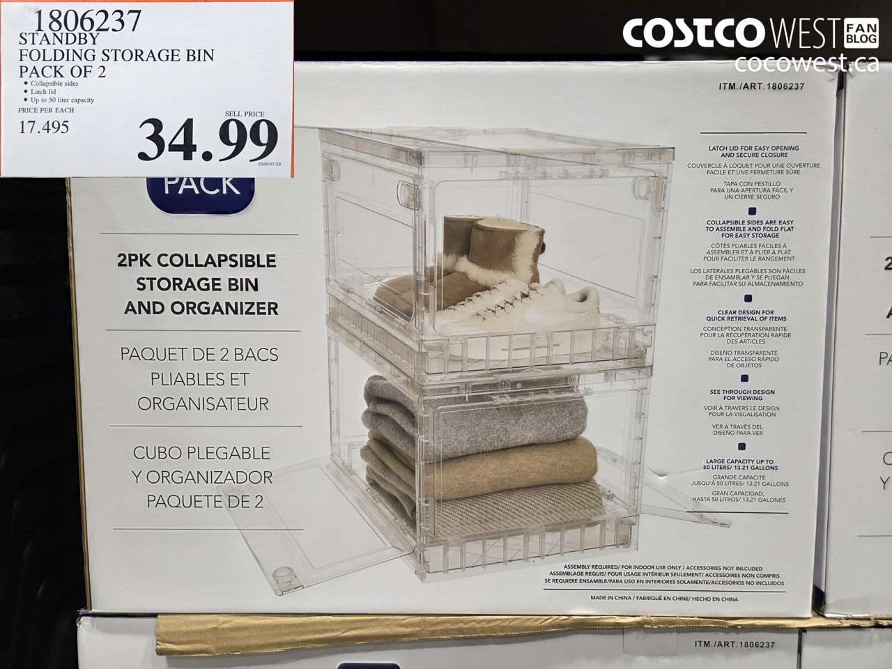 STANDBY FOLDING STORAGE BIN PACK OF 2