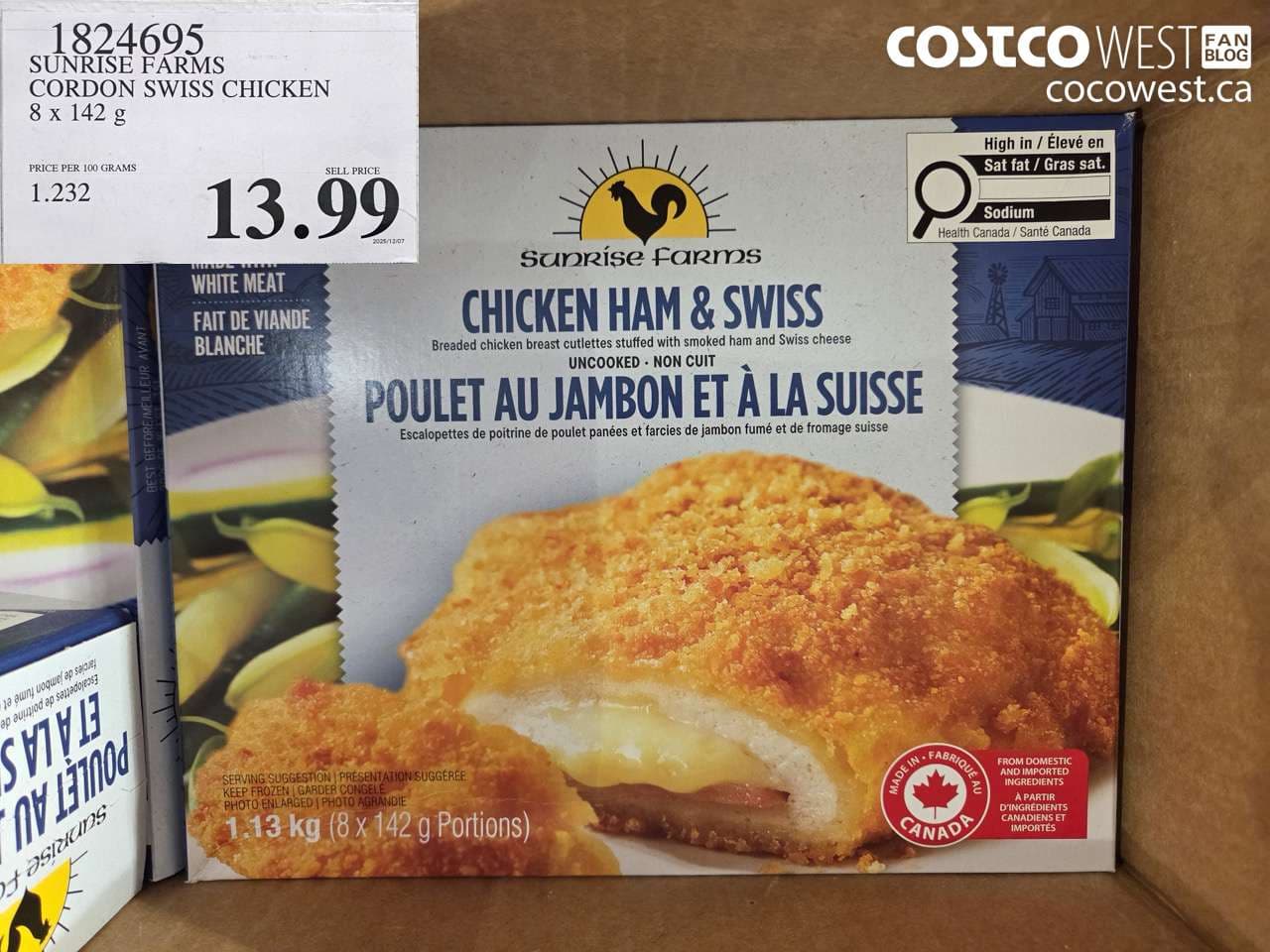 SUNRISE FARMS CORDON SWISS CHICKEN 8 x 142 g