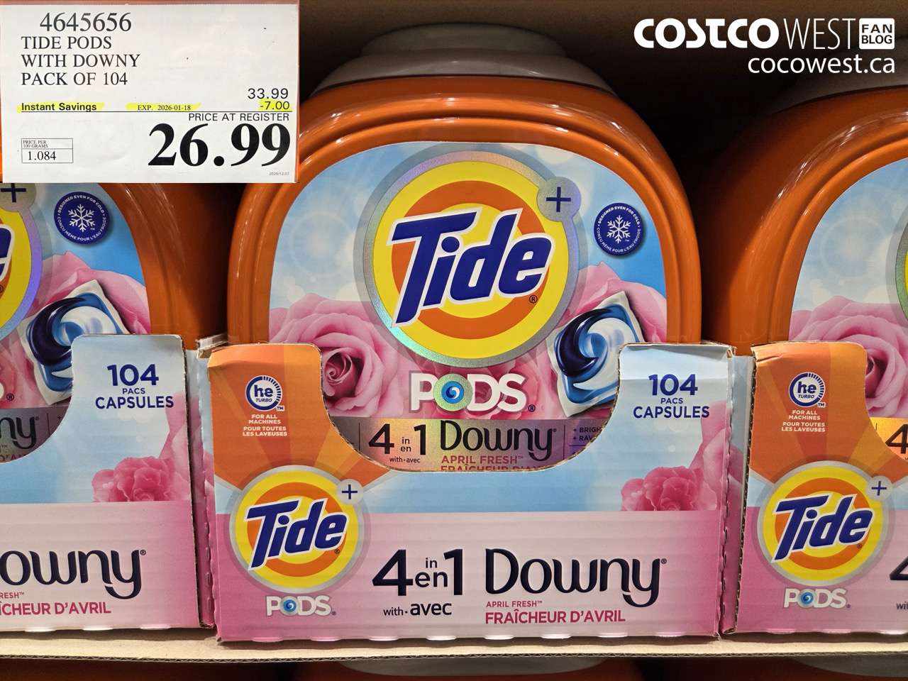 TIDE PODS WITH DOWNY PACK OF 104