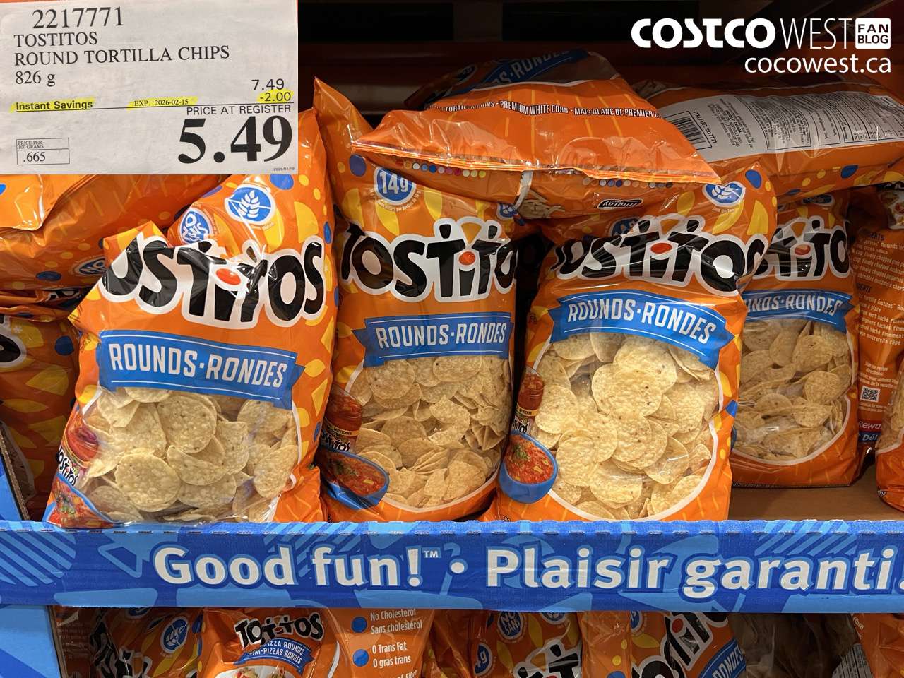 TOSTITOS ROUND TORTILLA CHIPS 826 G