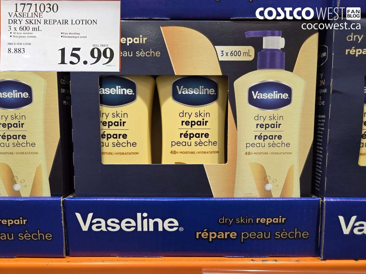 VASELINE DRY SKIN 3 X 600ML