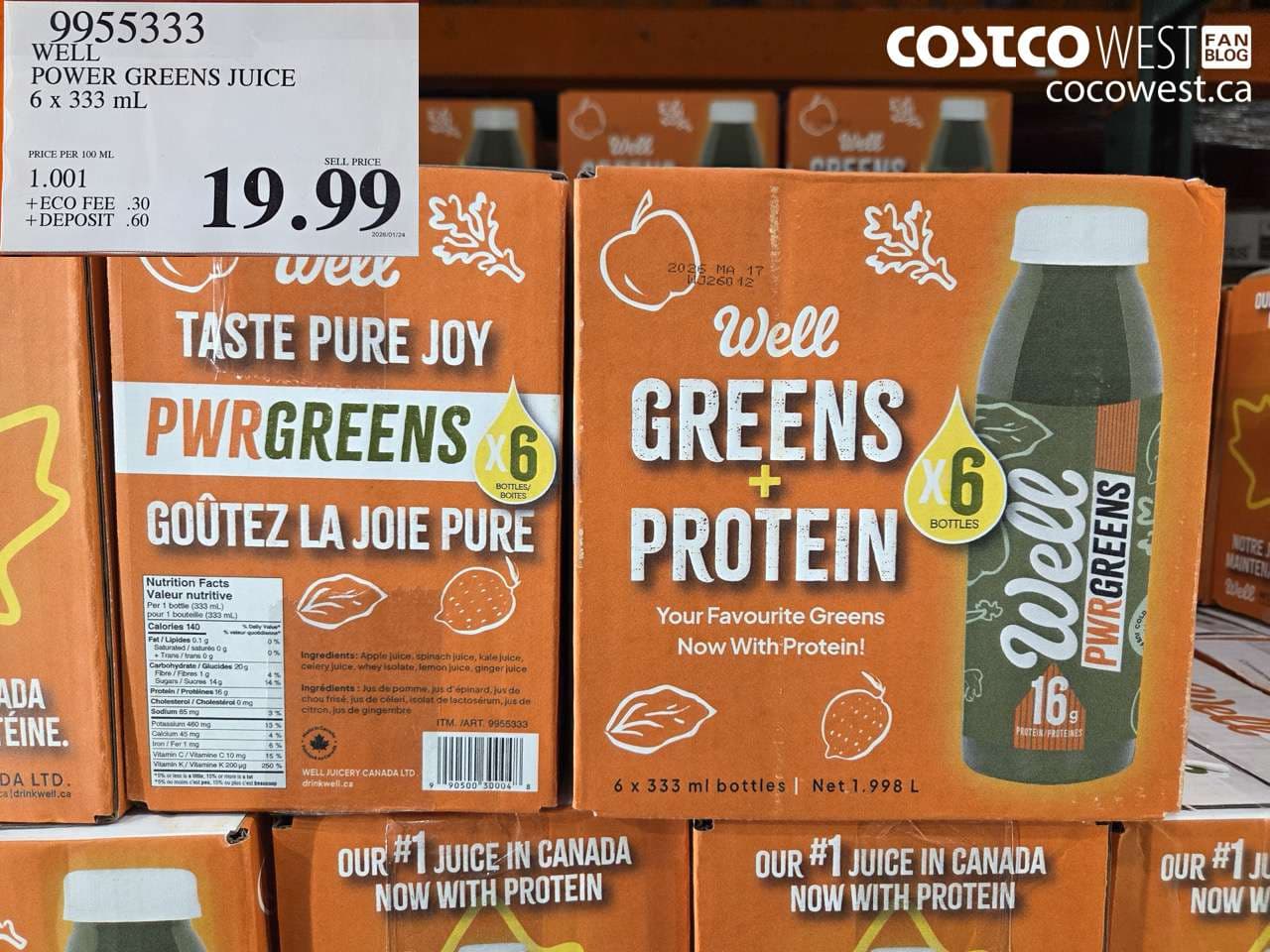 WELL POWER GREENS JUICE 6 X 333ML