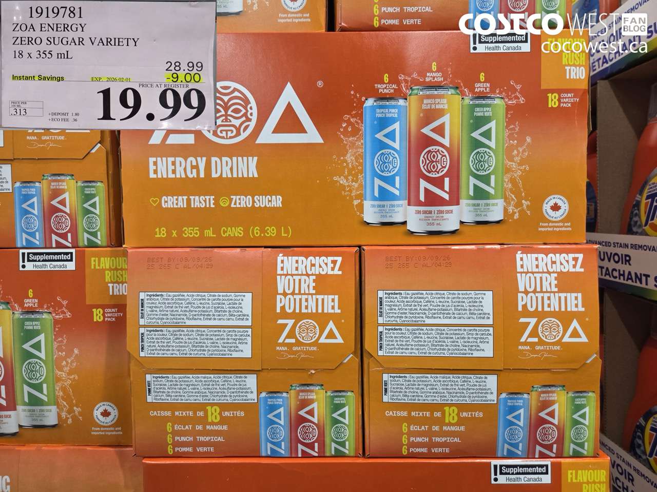 ZOA ENERGY DRINK 18 x 355 mL