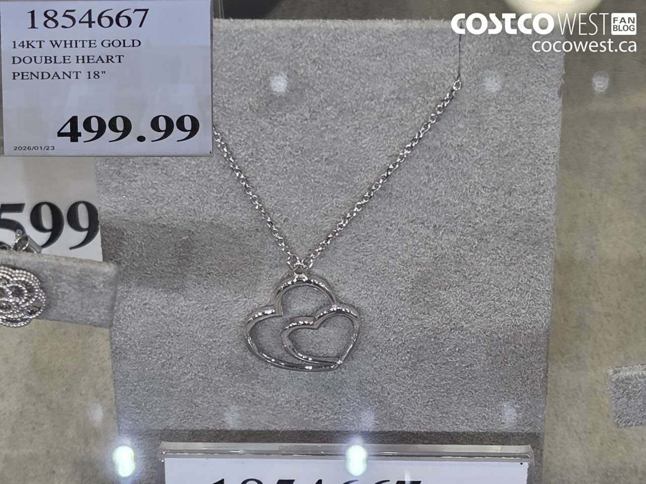 14KT WHITE GOLD DOUBLE HEART PENDANT
