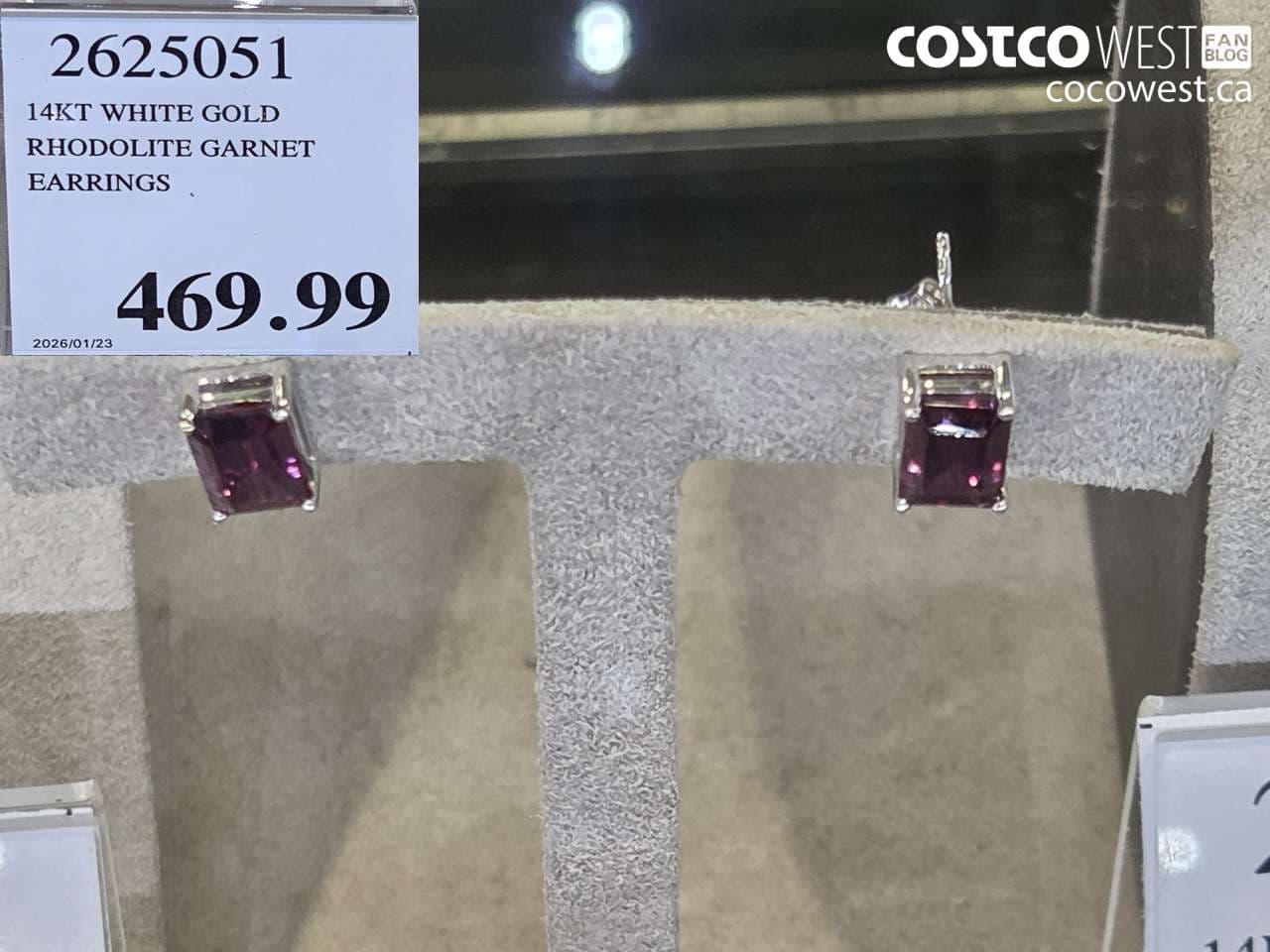 14KT WHITE GOLD RHODOLITE GARNET EARRINGS