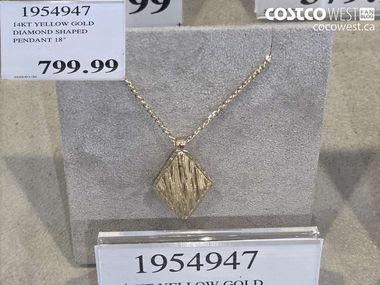 14KT YELLOW GOLD DIAMOND SHAPED PENDANT