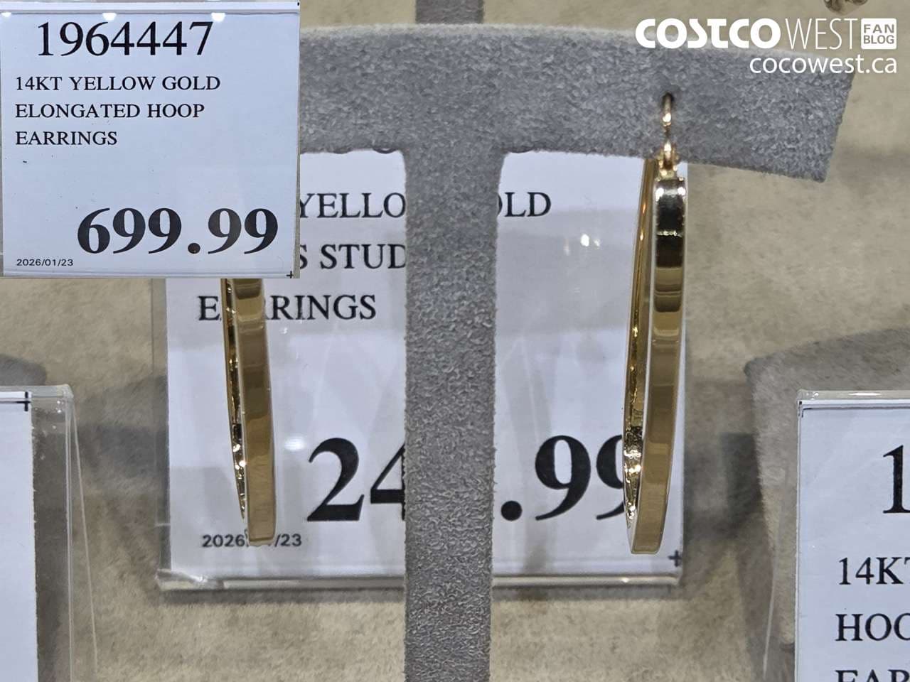 14KT YELLOW GOLD ELONGATED HOOP EARRINGS