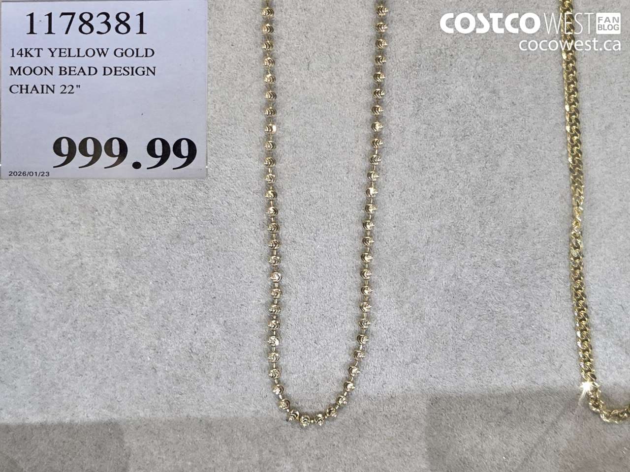 14KT YELLOW GOLD MOON BEAD DESIGN CHAIN