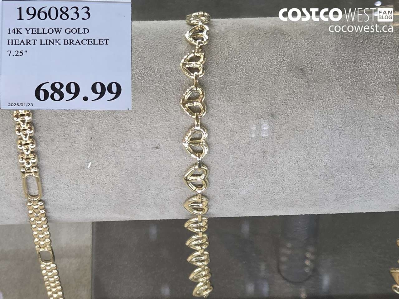 14K YELLOW GOLD HEART LINK BRACELET