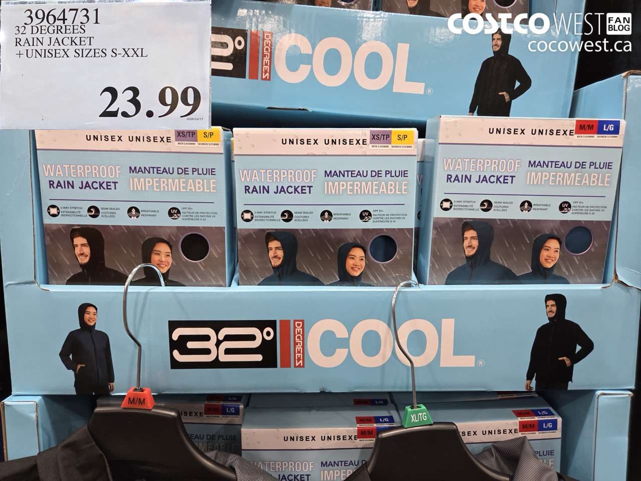 32 DEGREES RAIN JACKET + UNISEX SIZES S-XXL