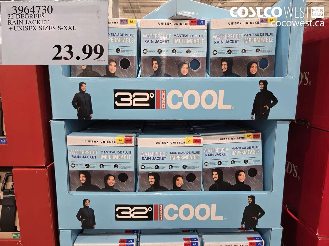 32 DEGREES RAIN JACKET + UNISEX SIZES S-XXL