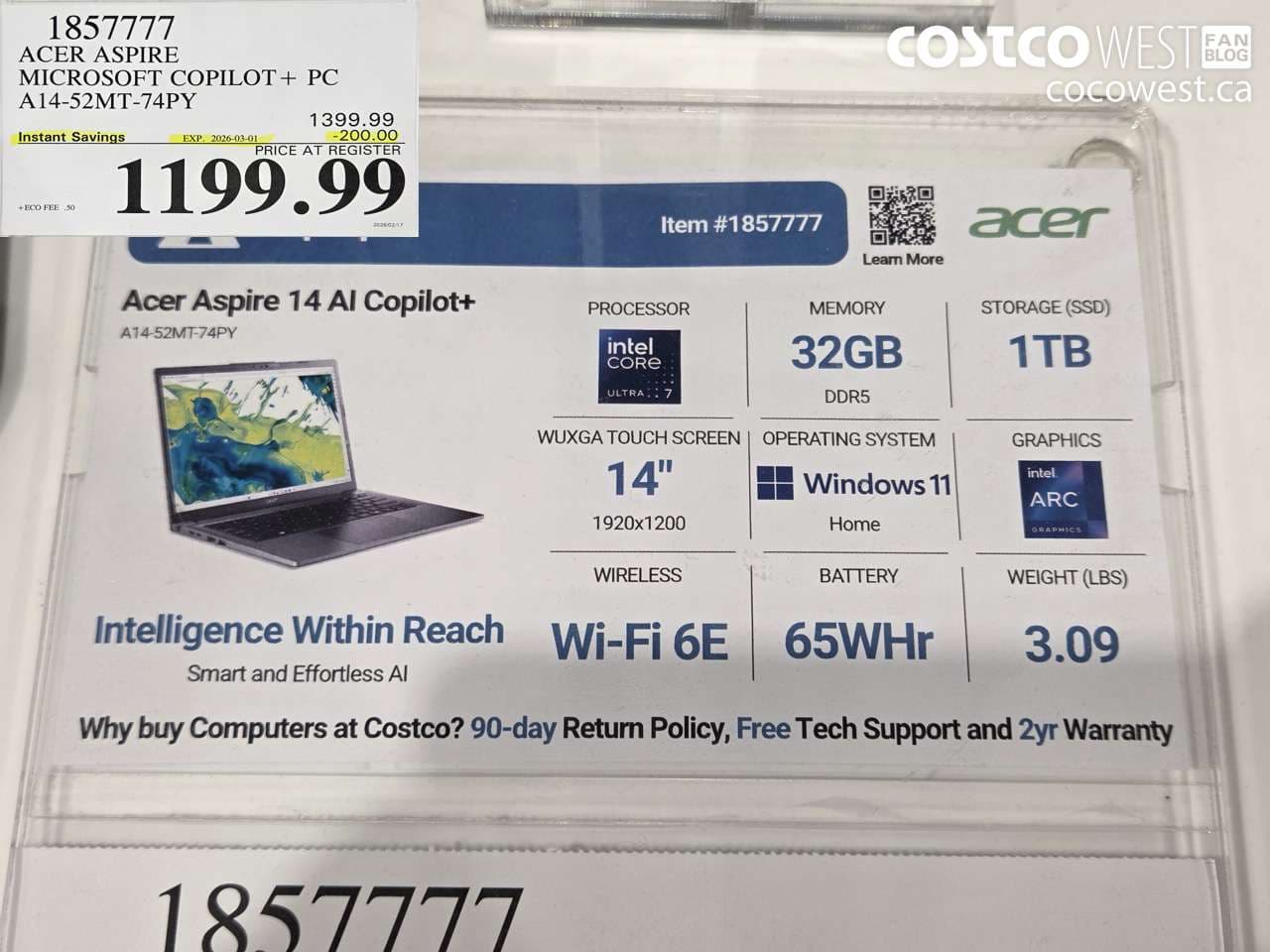 acer aspire microsoft copilot pc a1452mt74py