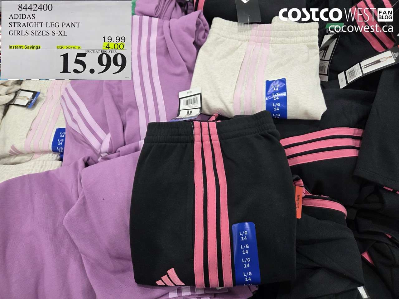 ADIDAS STRAIGHT LEG PANT GIRLS SIZES S-XL