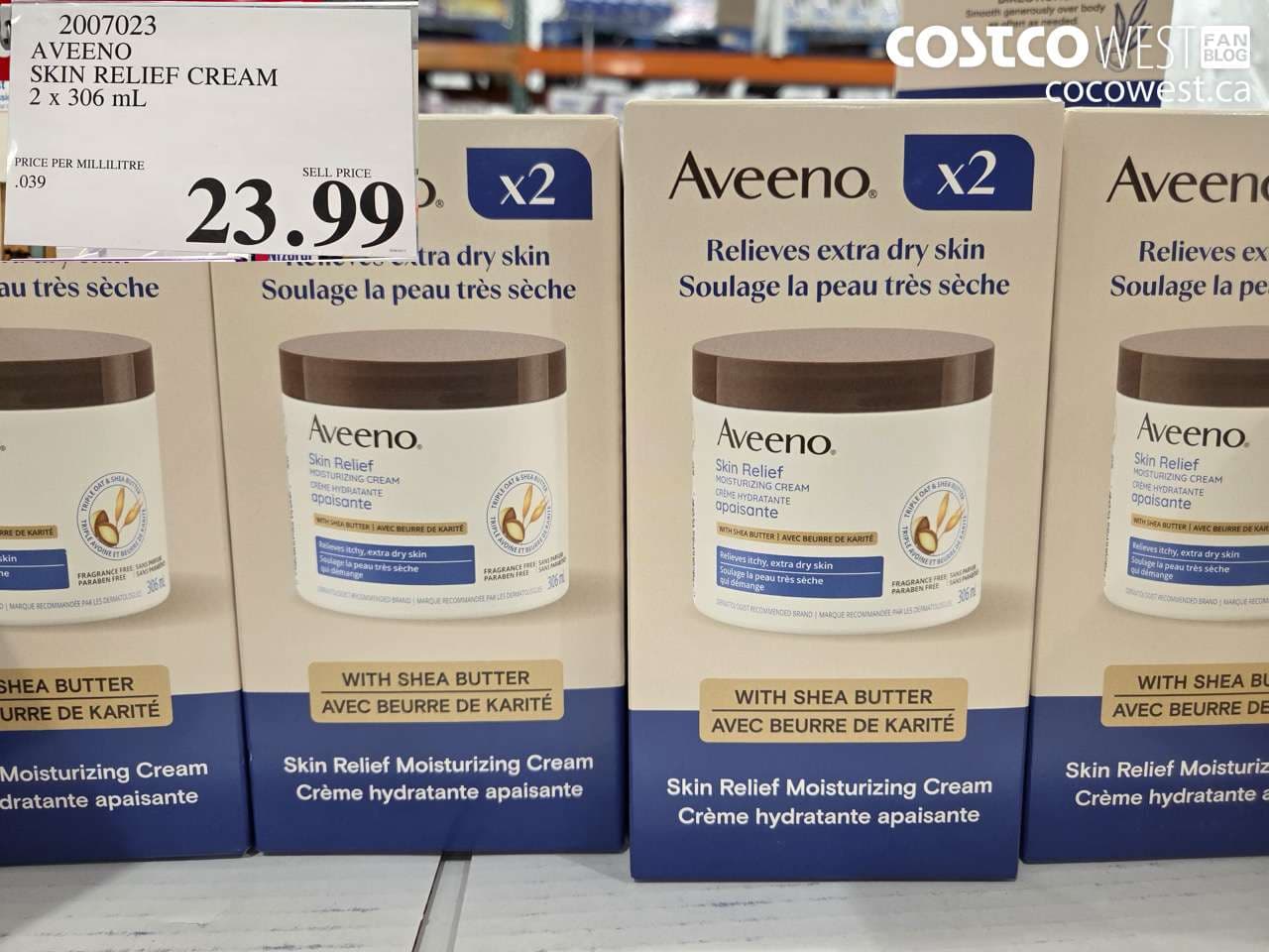 aveeno skin relief cream 2 x 306 ml