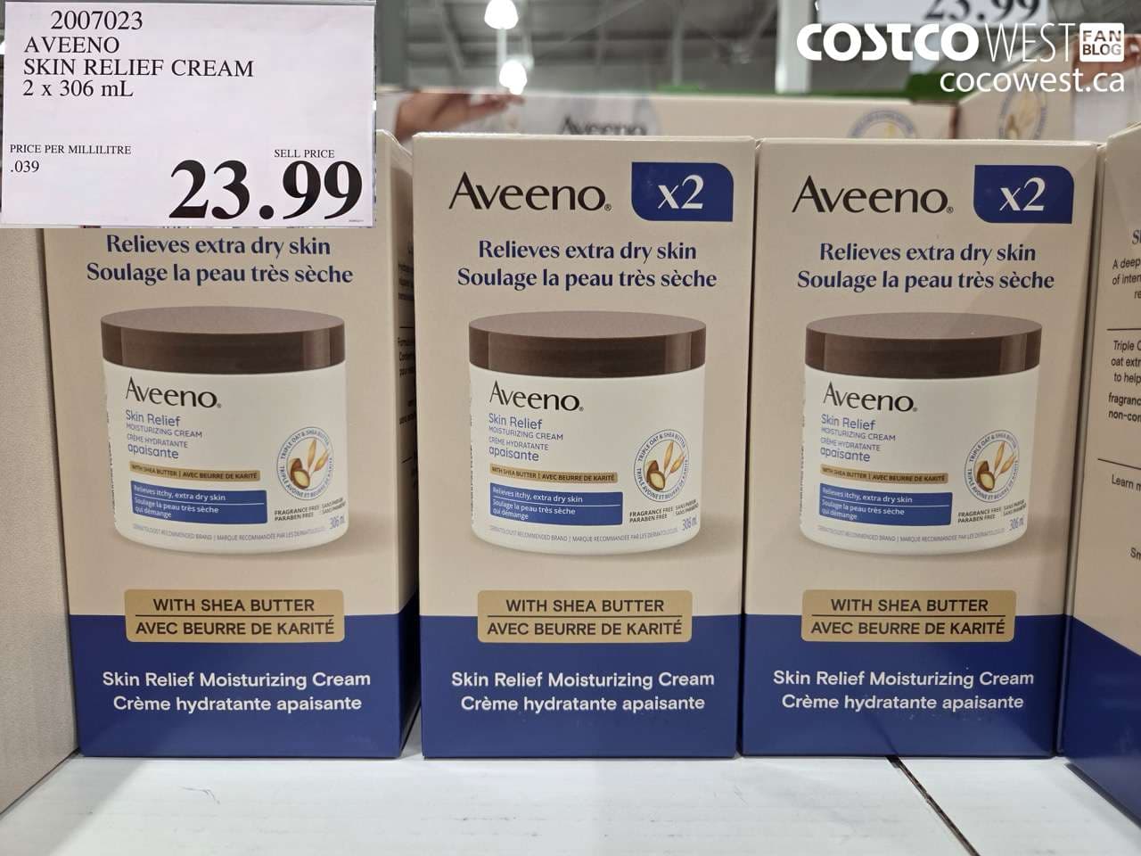 AVEENO SKIN RELIEF CREAM 2 x 306 mL
