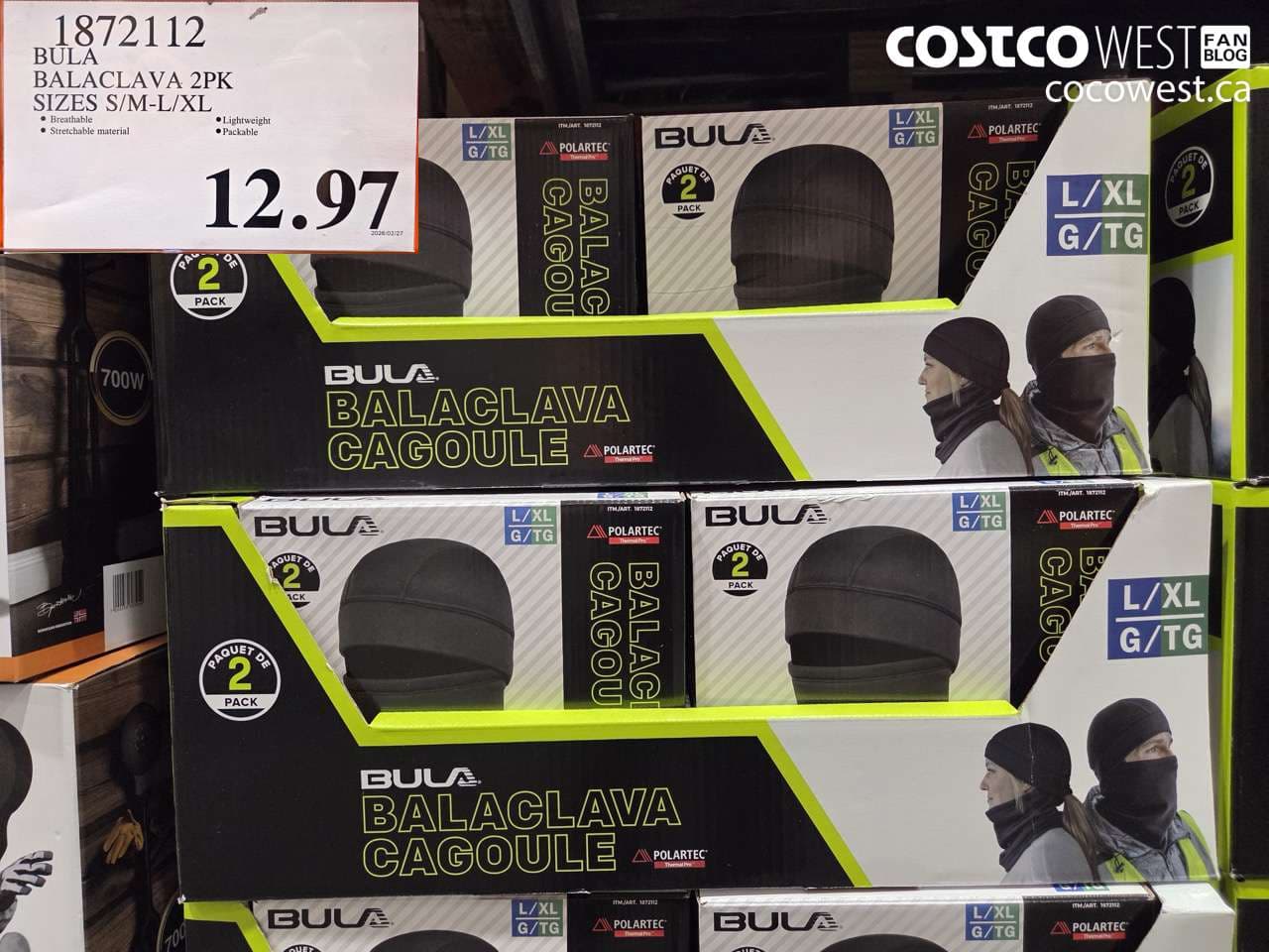 BALACLAVA 2PK SIZES S/M-L/XL