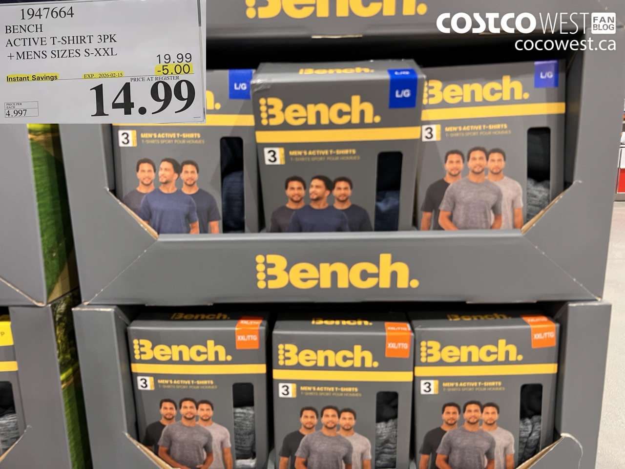 BENCH ACTIVE T-SHIRT 3PK + MENS SIZES S-XXL