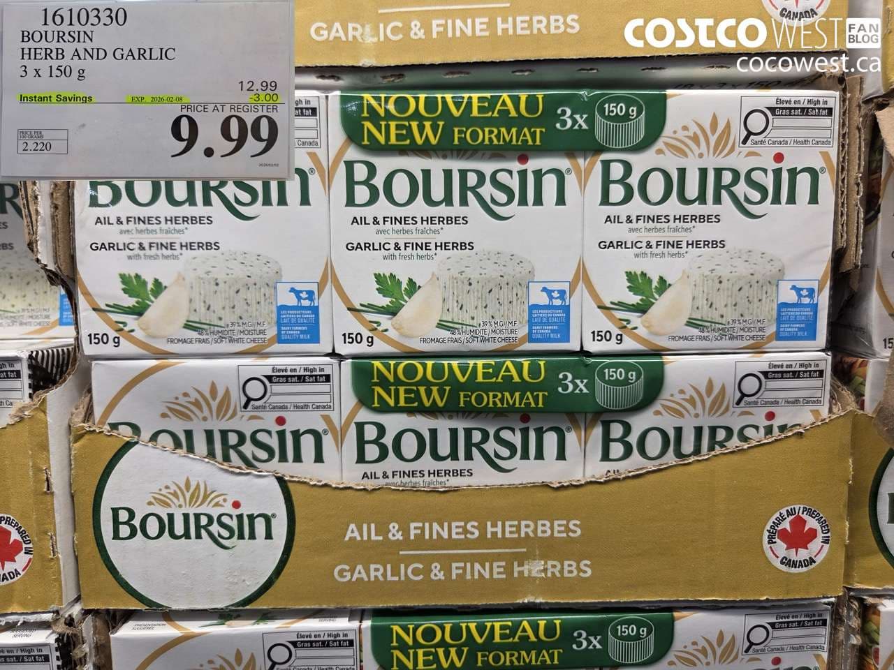 BOURSIN HERB & GARLIC 3 X 150G
