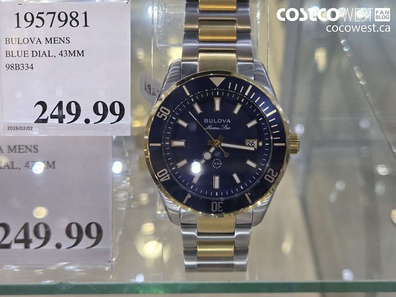 BULOVA MENS BLUE DIAL, 43MM 98B334