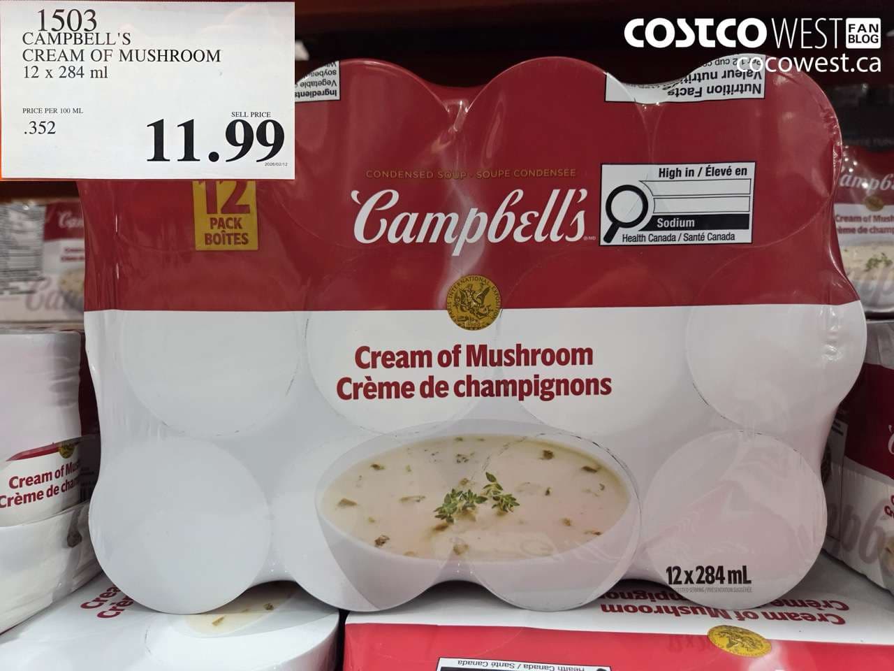CAMPBELL’S CREAM OF MUSHROOM 12 x 284 ml
