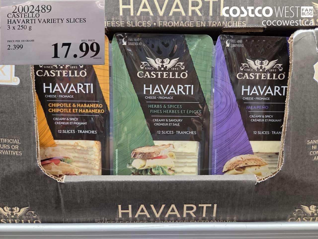 castello havarti variety slices 3 x 250 g