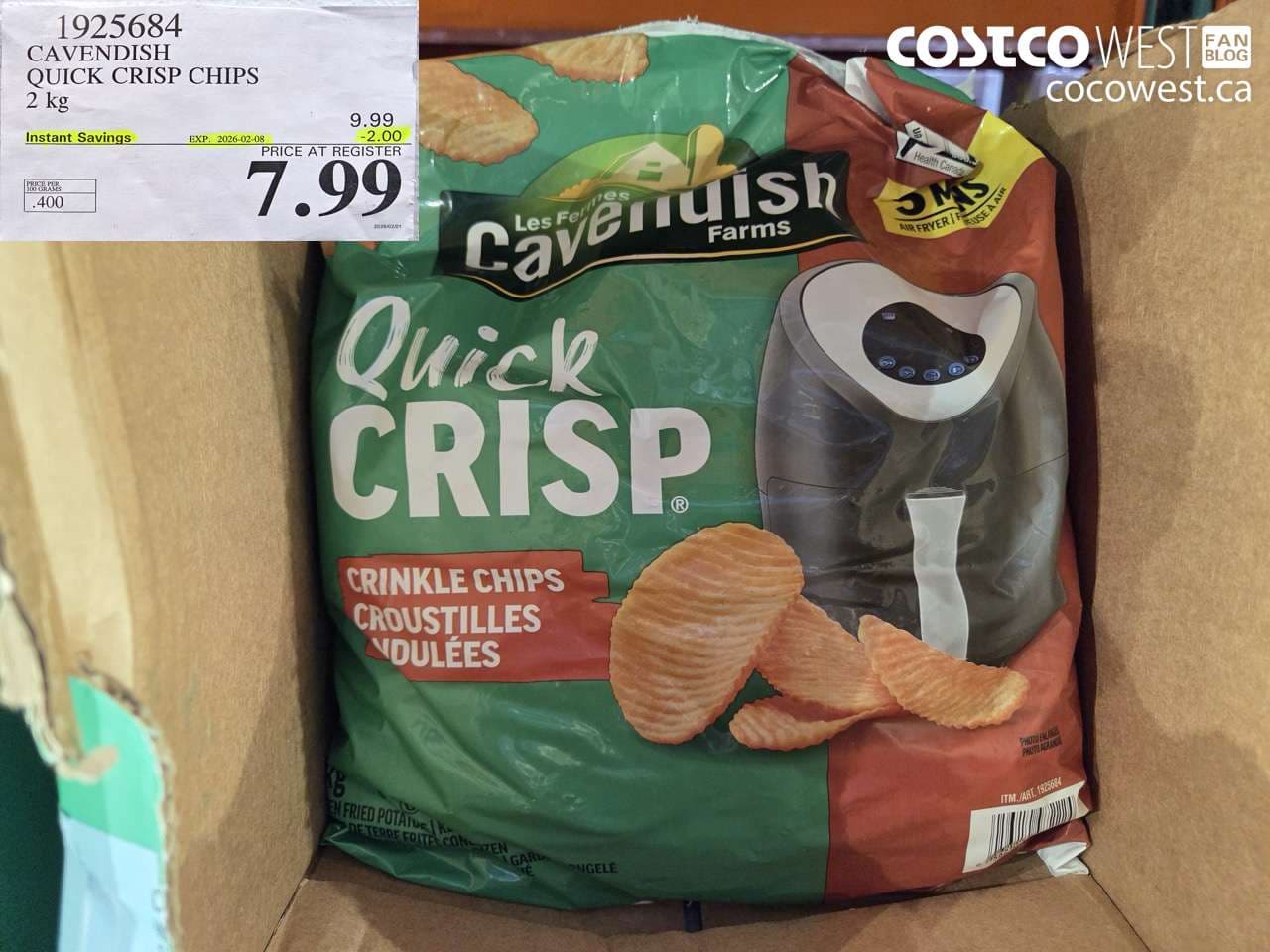 CAVENDISH QUICK CRISP CHIPS 2KG