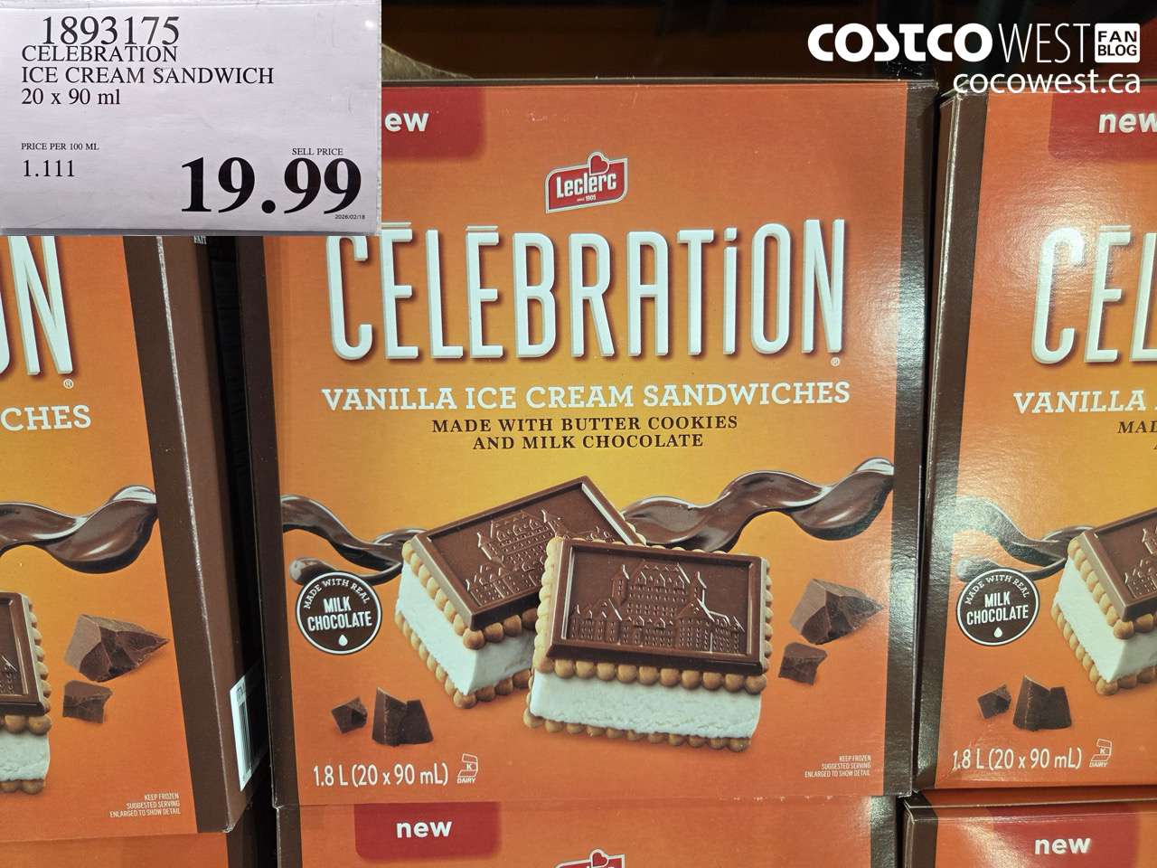 CELEBRATION ICE CREAM SANDWICH 20 X 90ML