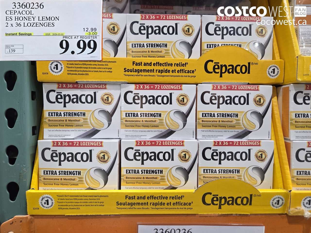 cepacol es honey lemon 2 x 36 lozenges