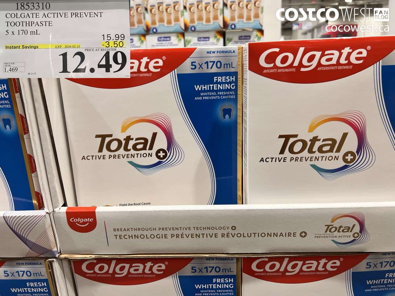 COLGATE ACTIVE PREVENT TOOTHPASTE 5 x 170 mL