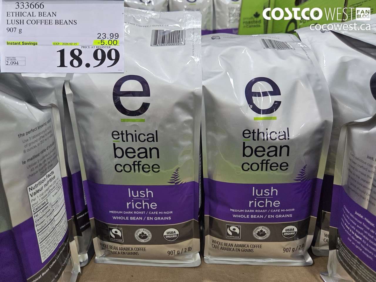 ETHICAL BEAN ORGANIC LUSH COFFEE BEANS 908 g