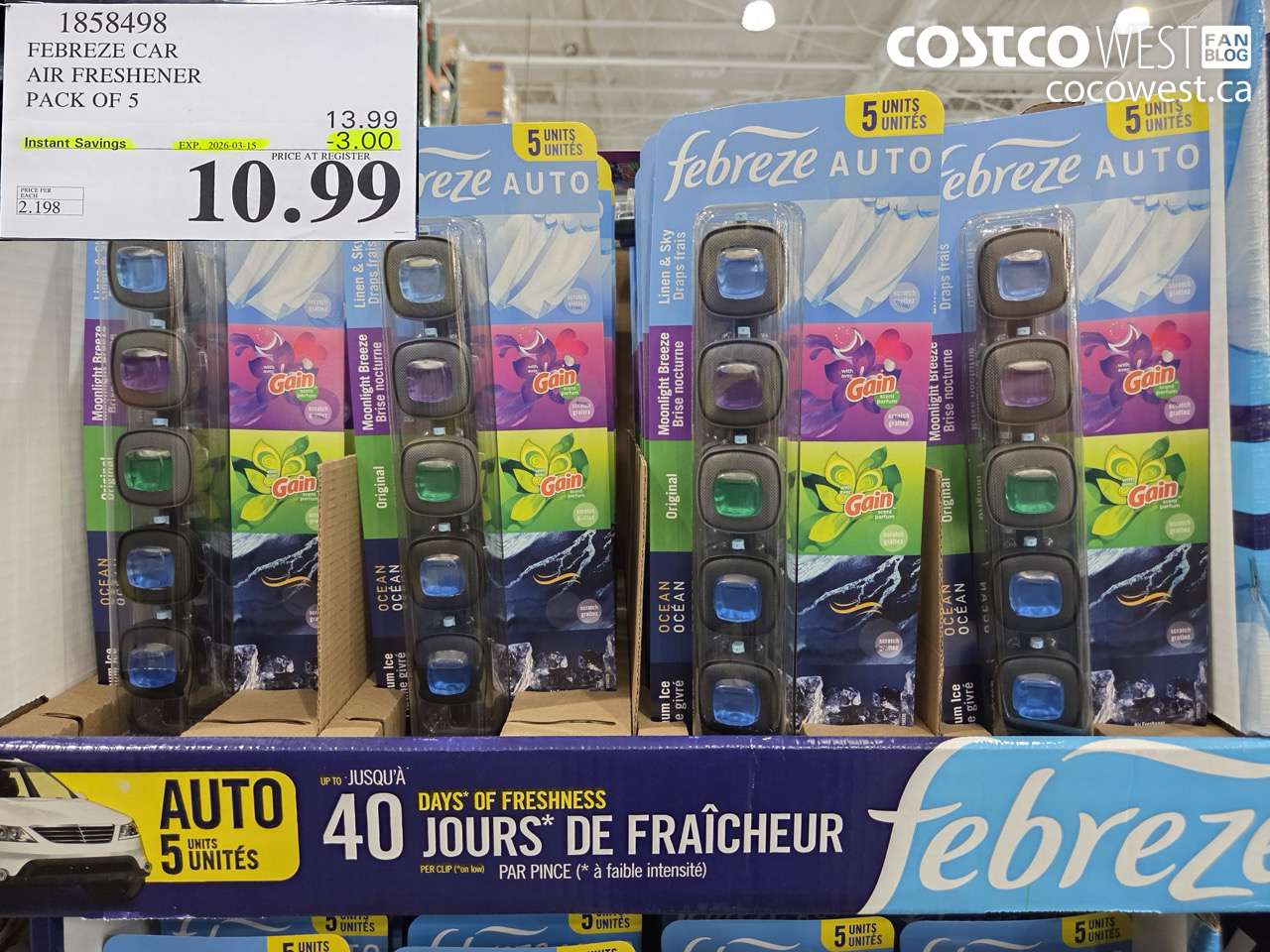 FEBREZE CAR AIR FRESHENER PACK OF 5