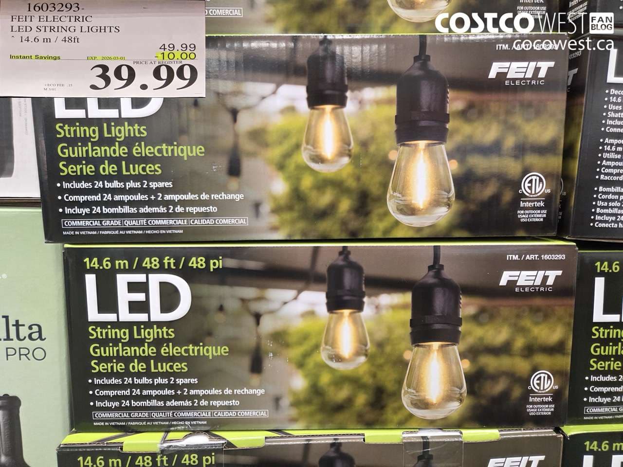 FEIT ELECTRIC LED STRING LIGHTS 14.6 M / 48FT