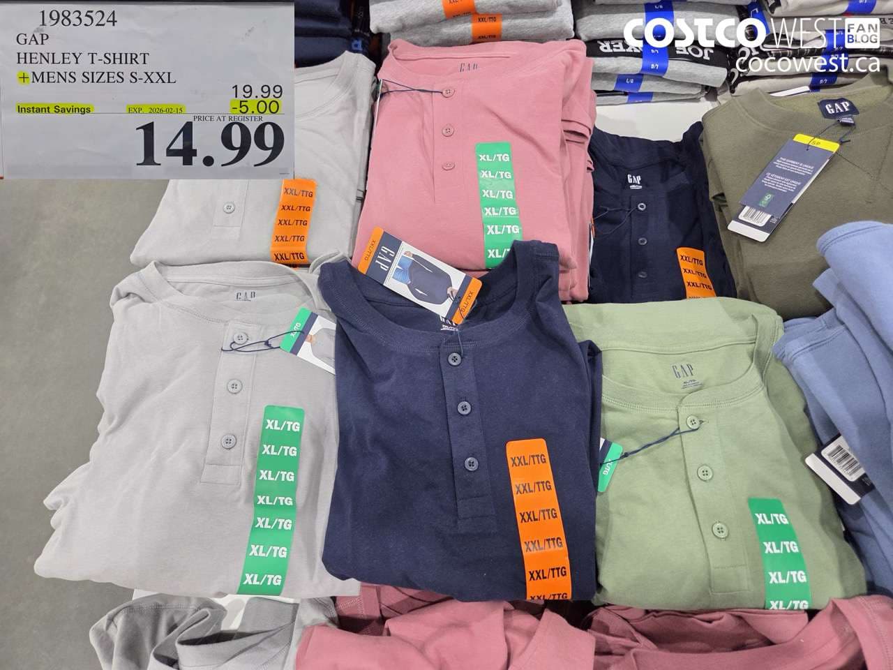 GAP HENLEY T-SHIRT MENS SIZES S-XXL