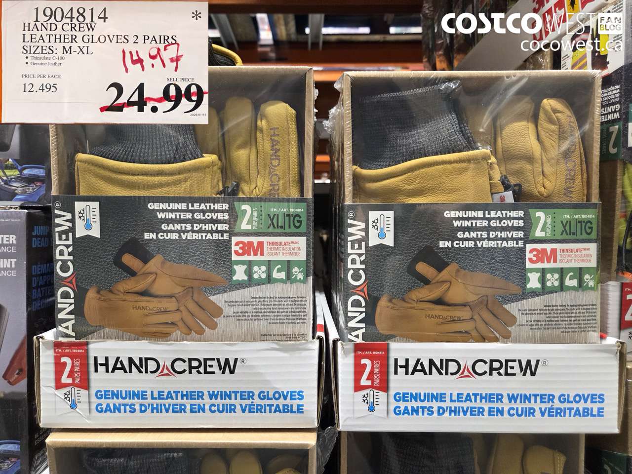 hand crew leather gloves 2 pairs sizes mxl