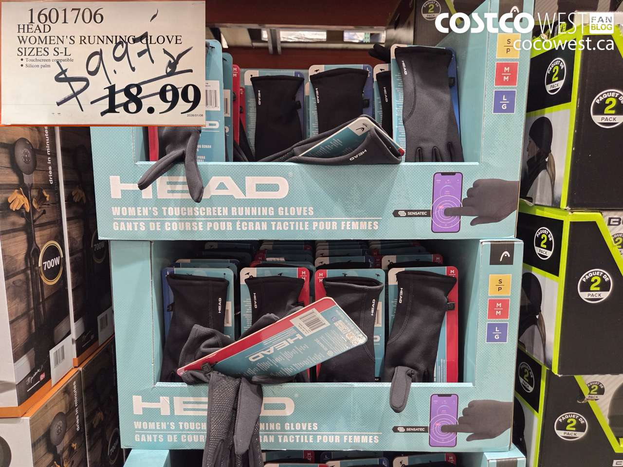 HEAD WOMEN’S RUNNING GLOVE SIZES S-L