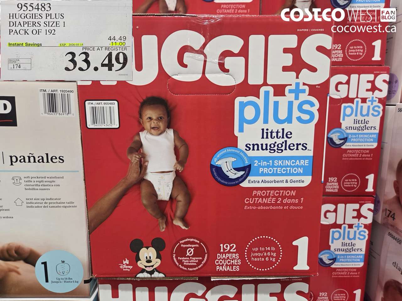 HUGGIES PLUS DIAPERS SIZE 1 PACK OF 192