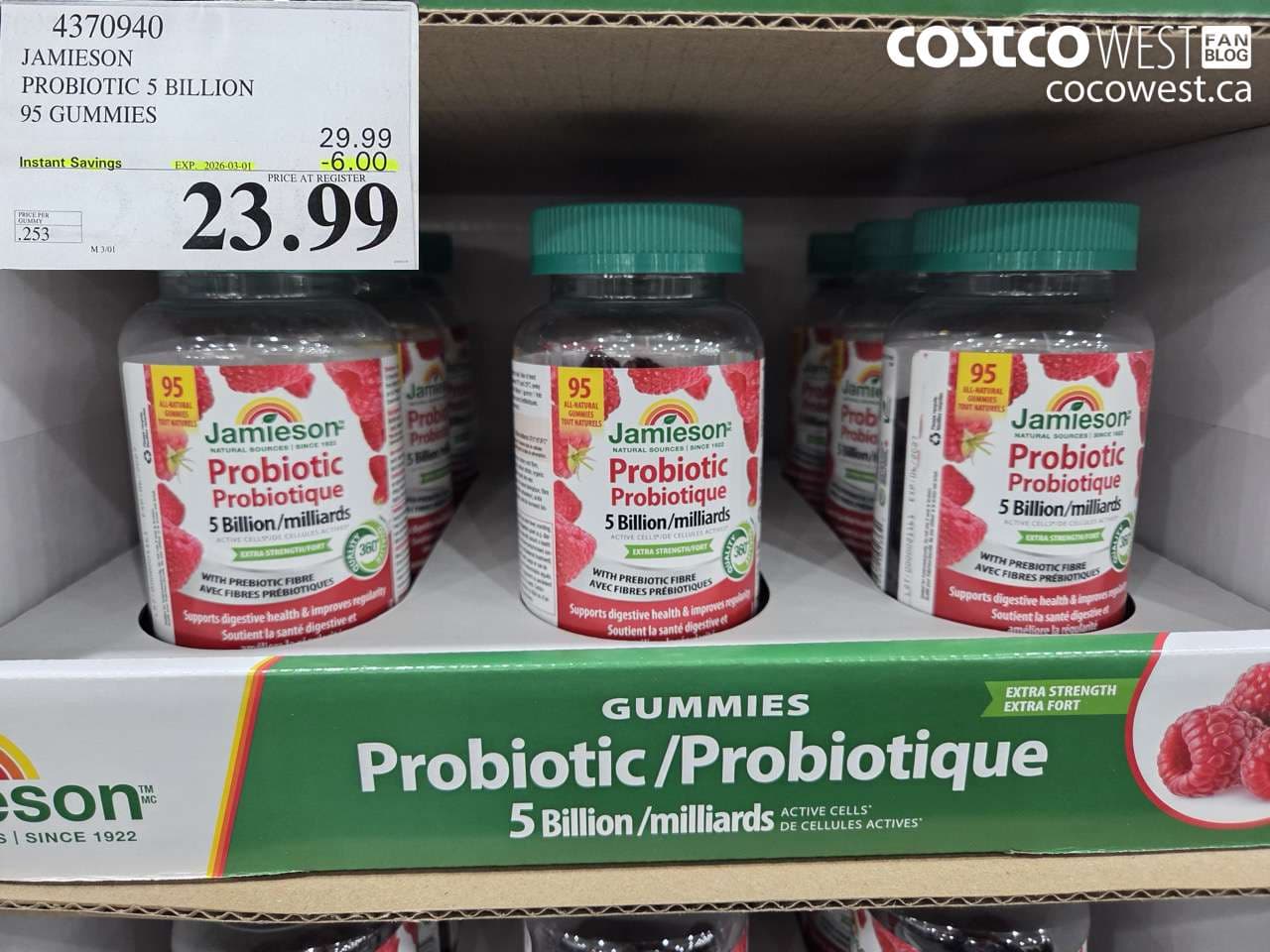 JAMIESON PROBIOTIC 5 BILLION 95 GUMMIES