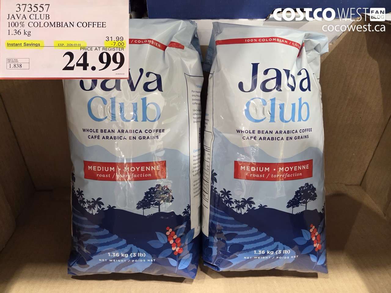 java club 100 colombian coffee 136 kg