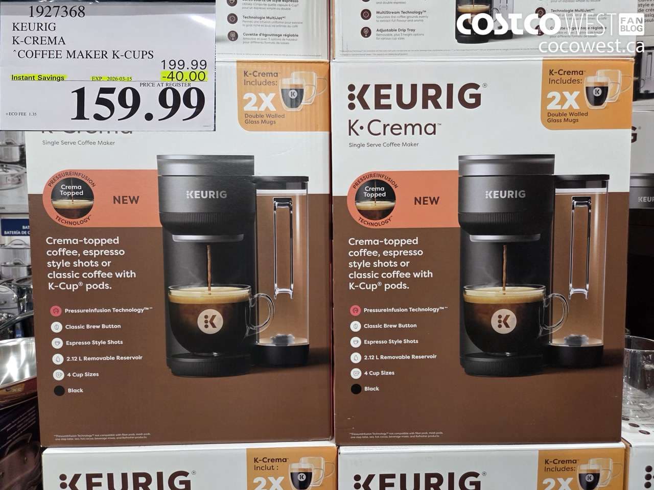 KEURIG K-CREMA COFFEE MAKER K-CUPS