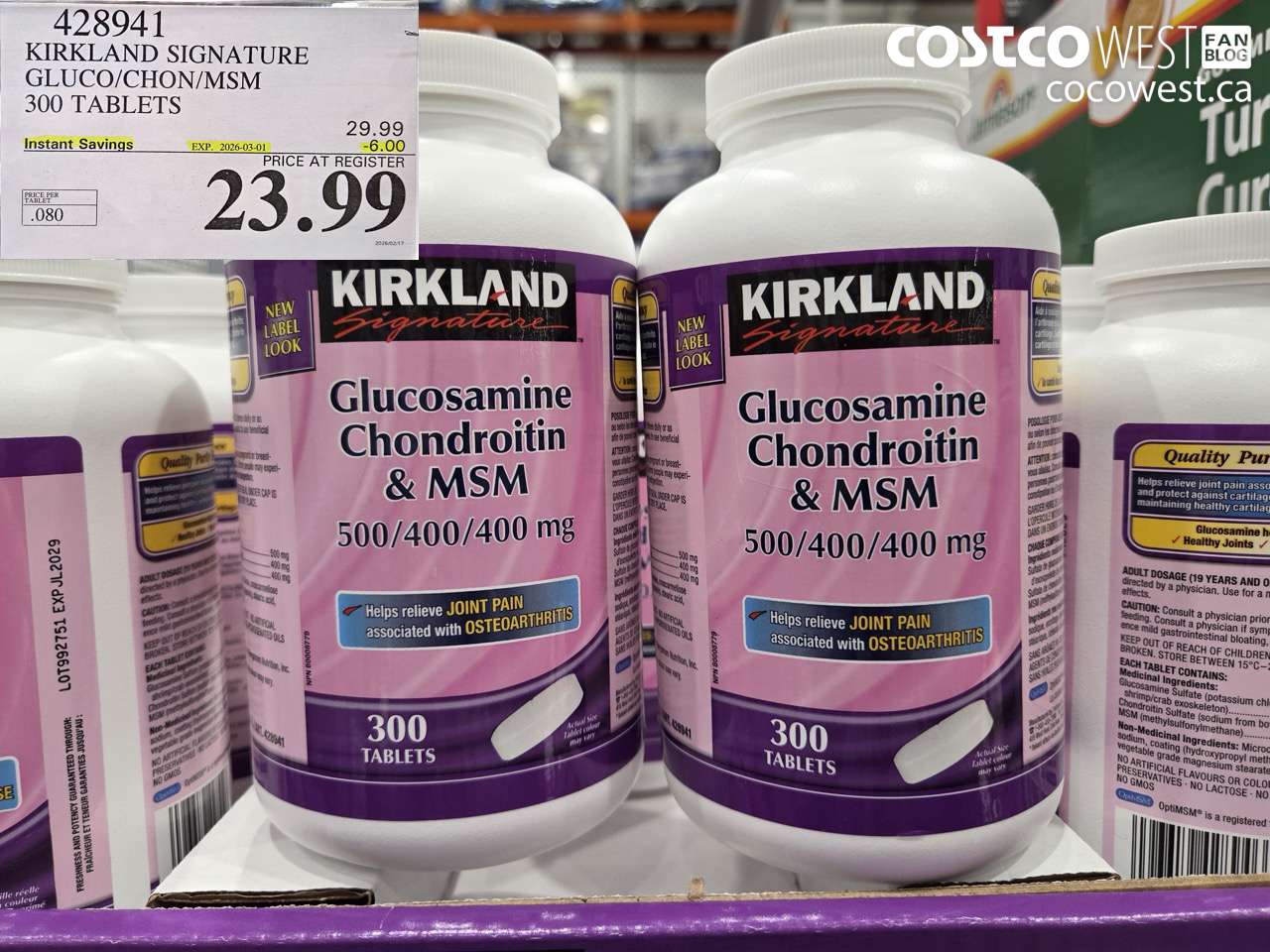 kirkland signature glucochonmsm 300 tablets