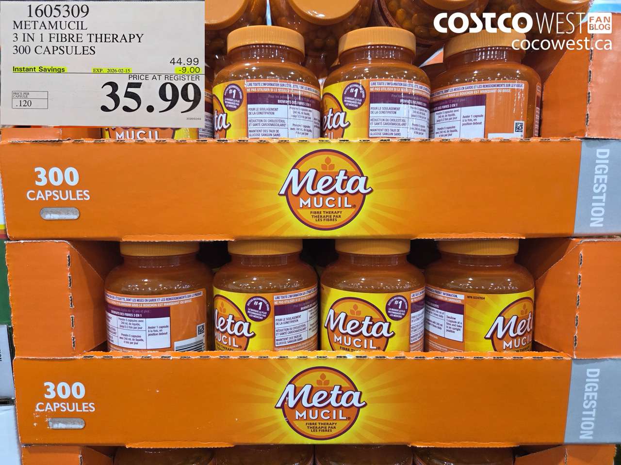 METAMUCIL PSYLLIUM FIBRES 300 CAPSULES