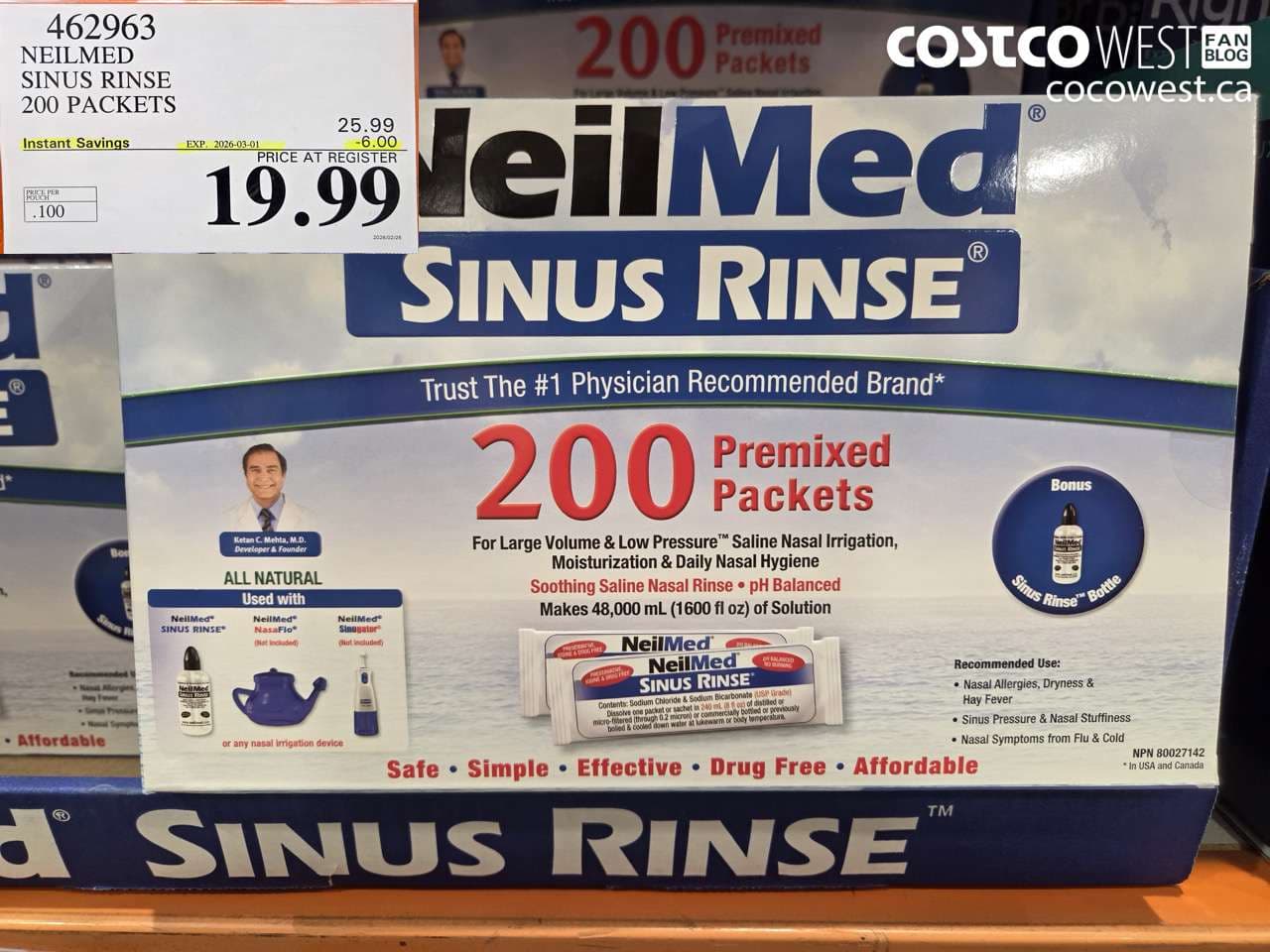 neilmed sinus rinse 200 packets