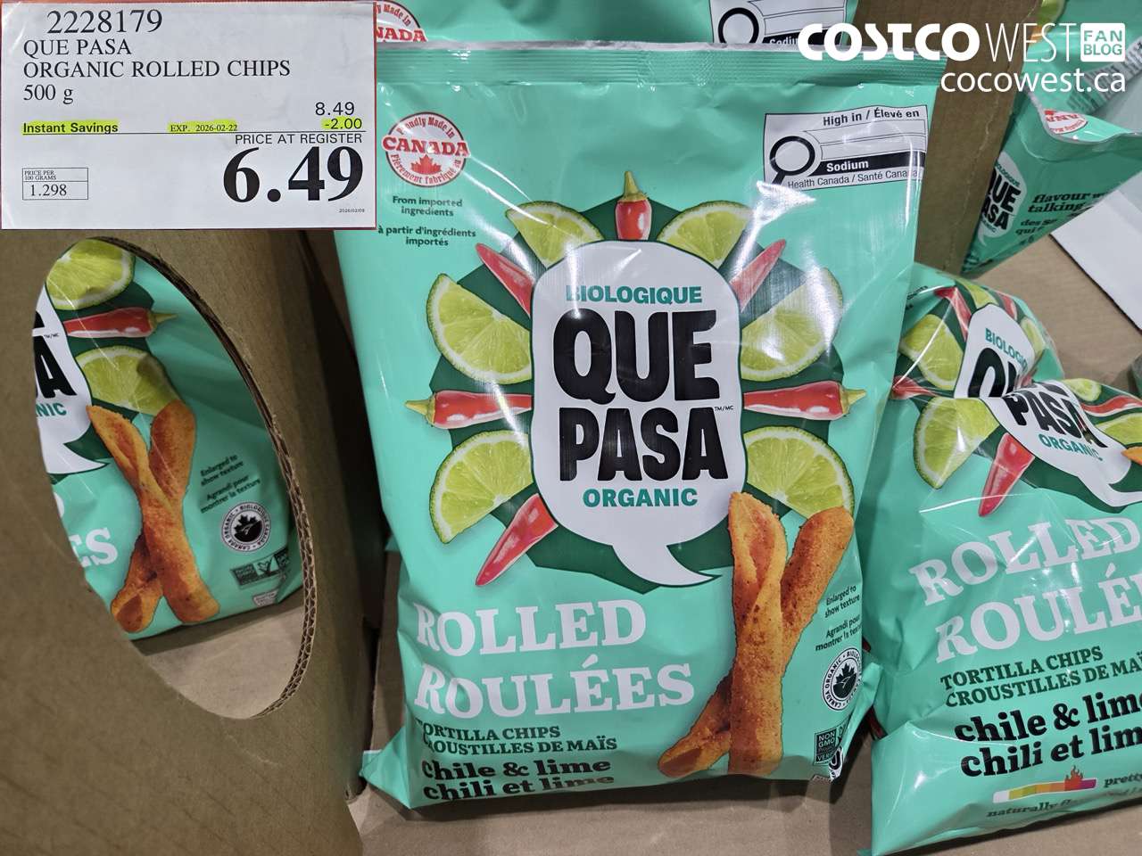 QUE PASA ORGANIC ROLLED CHIPS 500 g