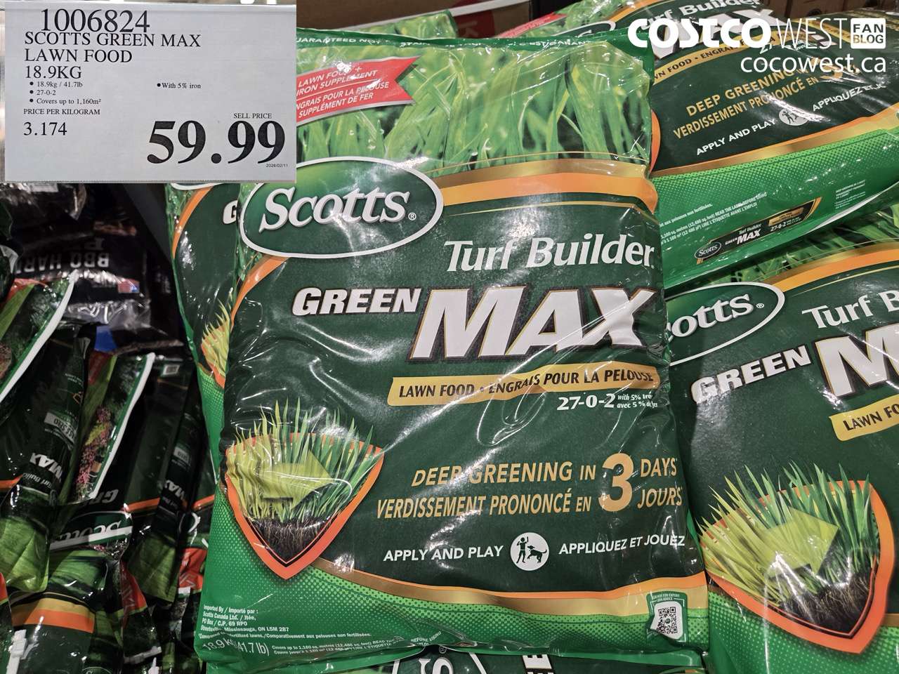scotts green max lawn food 189kg