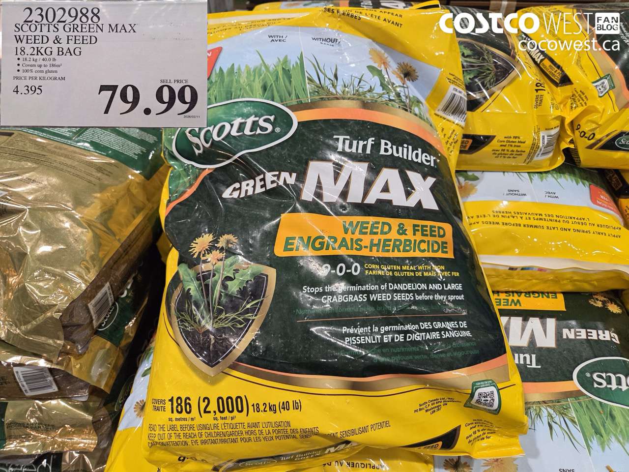 scotts green max weed  feed 182kg bag